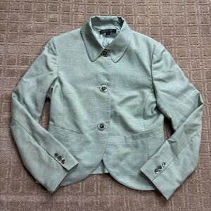 Lafayette 148 Wool Linen Mohair Jacket Women's 8 Light Green Career Office
